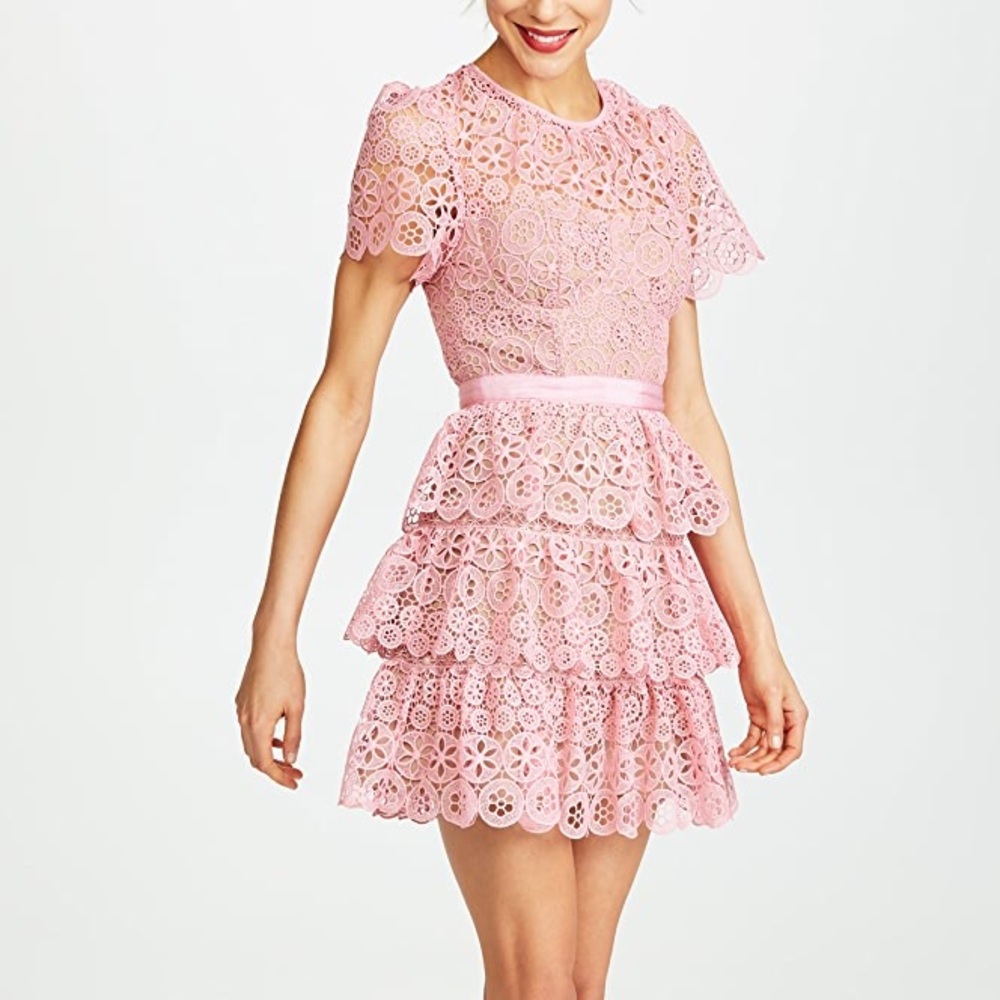 Self Portrait Tiered Lace Mini Dress